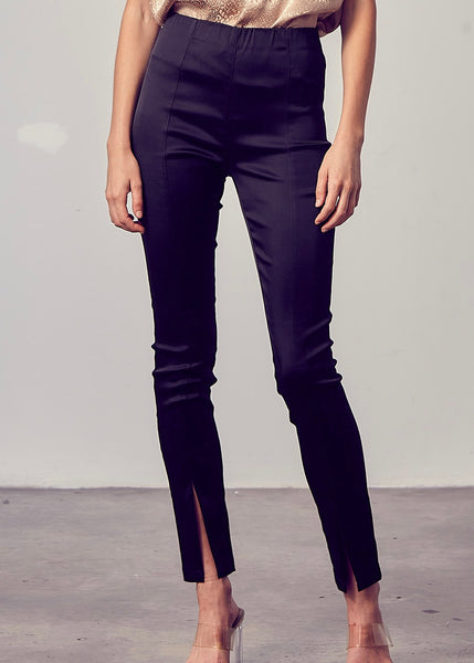 slit skinny satin pant