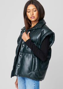 quilted faux leather vest