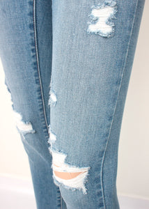 hirise knee distressed skinny