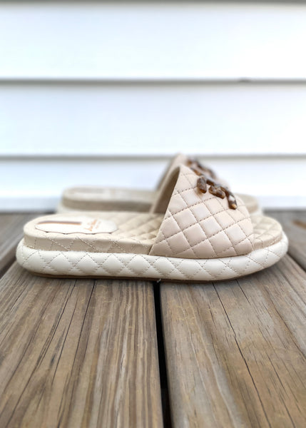 quilted leather slide sandal