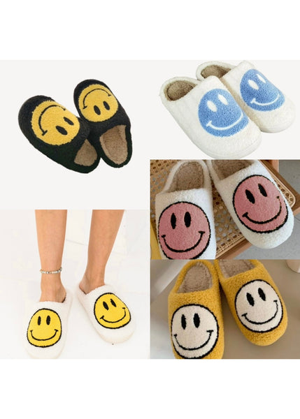 smiley fuzzy slipper