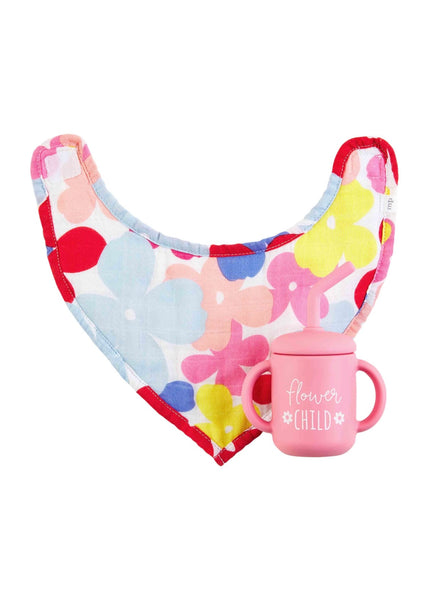 baby floral bib + cup set