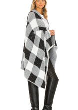 Load image into Gallery viewer, fuzzy hooded check poncho

