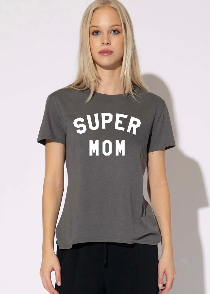 super mom grey tee