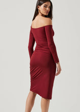 Load image into Gallery viewer, long sleeve ruched jersey dress
