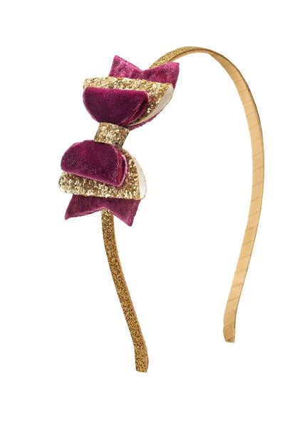 girls berry bow hard headband