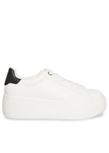 Load image into Gallery viewer, women white leather platform sneaker
