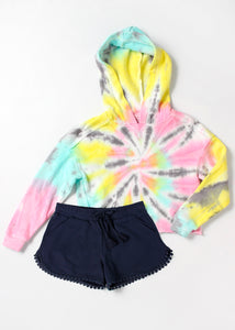 tie dye crop hoodie - girls