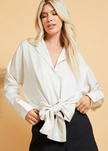 Load image into Gallery viewer, women button down tie front shirt
