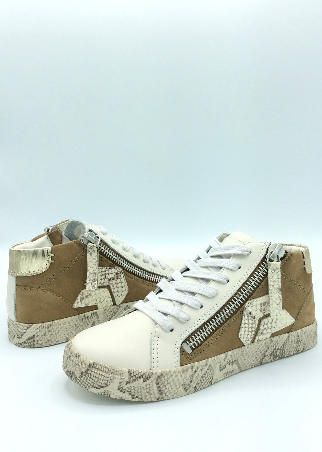 high top sneaker with snake print