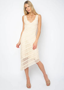 women asymmetrical crochet tank dress