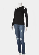 Load image into Gallery viewer, asymmetrical cut out long sleeve top
