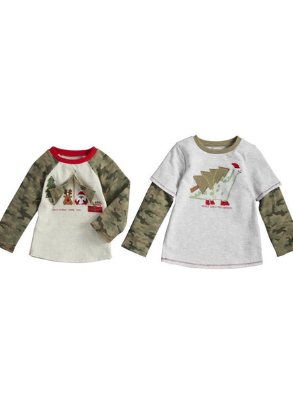 kids camo camp xmas tee
