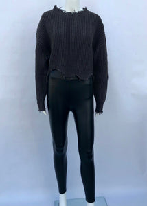 fleece lined faux leather legging