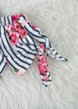 Load image into Gallery viewer, girls floral stripe romper (7-12)
