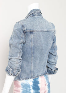 raw hem denim jacket - light wash