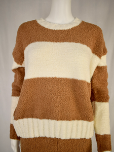 2pc fuzzy stripe sweater & short set