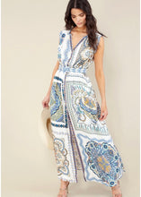 Load image into Gallery viewer, womens belted print button maxi dress
