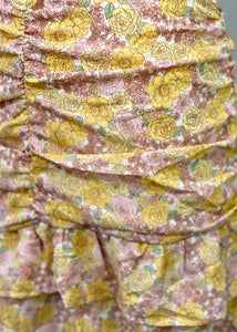 multi floral shirred mini skirt