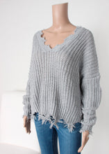 Load image into Gallery viewer, distressed v neck sweater
