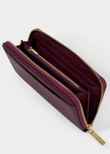 pocket vegan leather pouch-plum