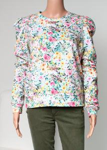 puff sleeve floral sweatshirt