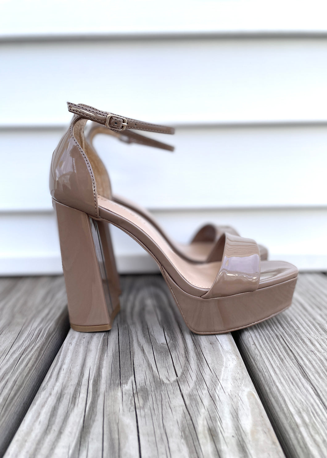 platform patent dress heel