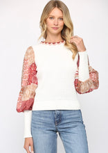 Load image into Gallery viewer, women print woven sleeve sweater
