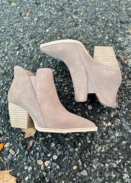 suede ankle bootie grey