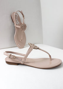 patent leather nude thong sandal