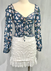 stretch lace ruffle skirt