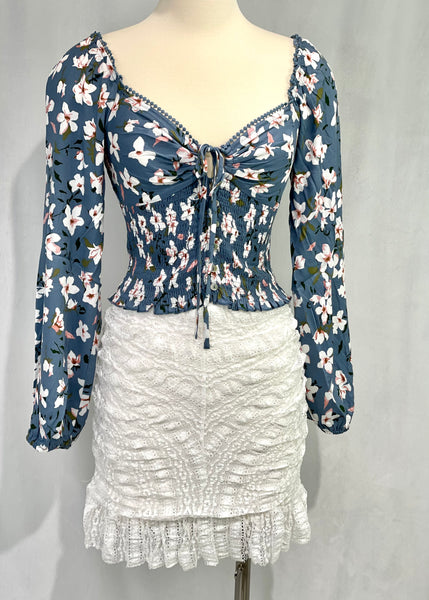 stretch lace ruffle skirt