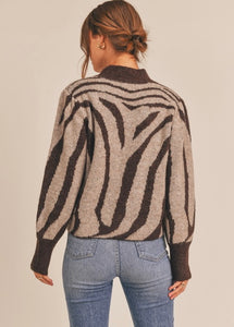 mock neck zebraprint sweater