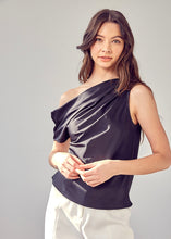 Load image into Gallery viewer, women drapey one shoulder satin top
