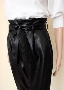 paperbag faux leather pant
