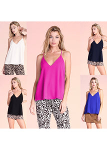 women solid chiffon cami top