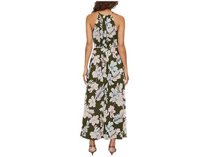 halter tropical print maxi dress