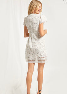 short sleeve v-neck lace dress