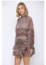 Load image into Gallery viewer, paisley long sleeve smock ruffle dress
