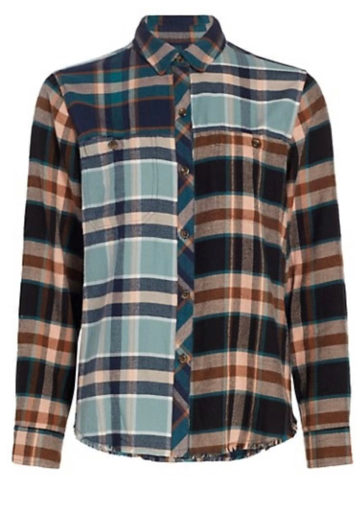 womens flannel mixed plaid shirt