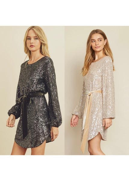 womens long sleeve sequin dress