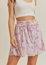 Load image into Gallery viewer, women yellow floral minis skirt
