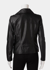 faux leather drape jacket