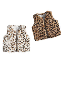 girls leopard fur vest