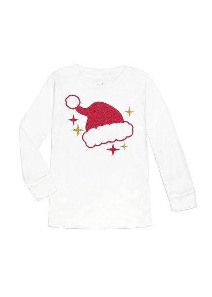 kids long sleeve tee - santa hat