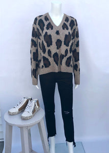 leopard v-neck sweater