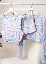 Load image into Gallery viewer, tie dye french terry crop crew top
