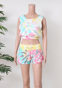 tie dye french terry short