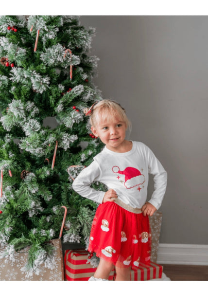 kids long sleeve tee - santa hat
