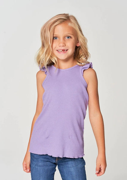 girls rib ruffle racer tank